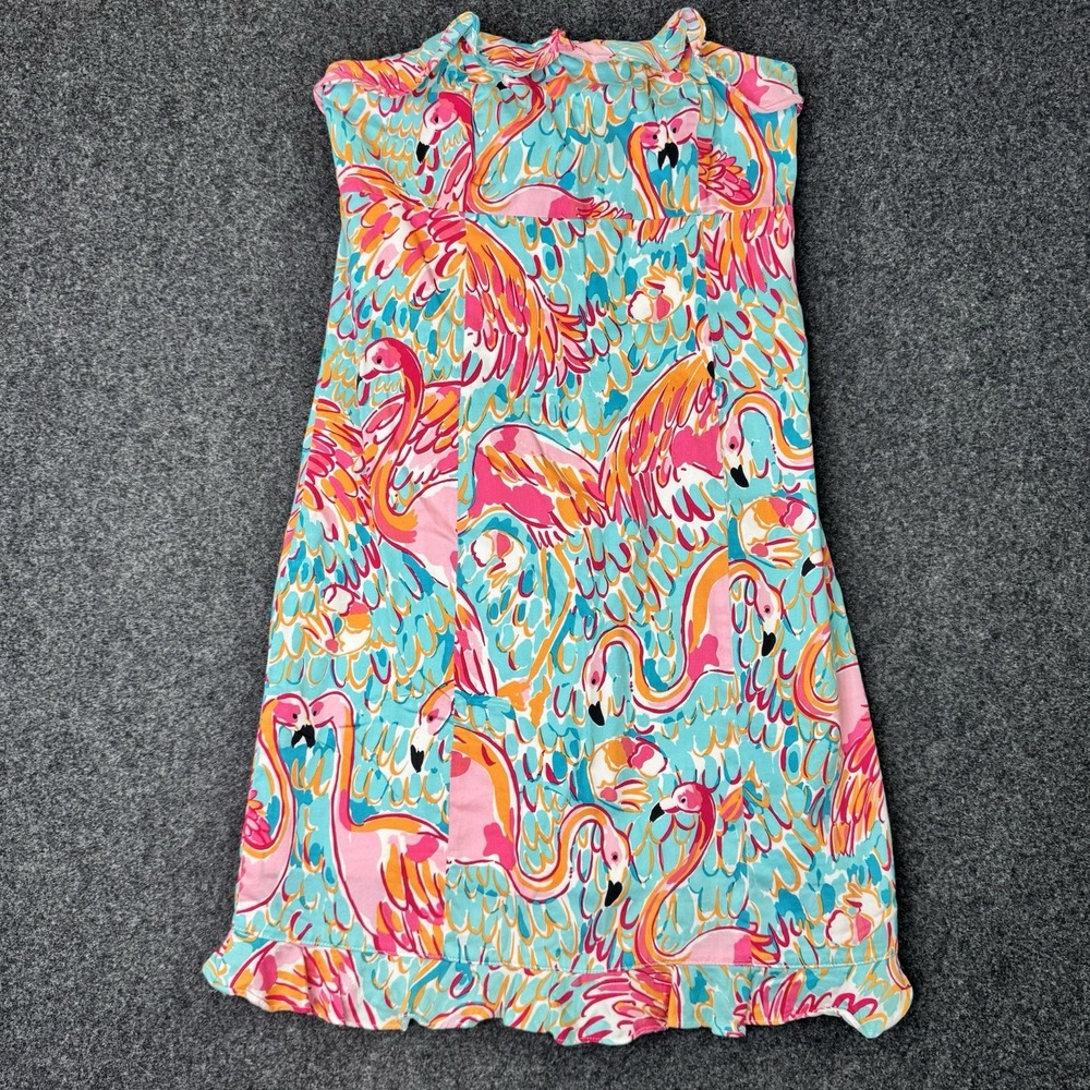 Lilly Pulitzer Flamingo Strapless Dress 2 Resortcore Coastal Preppy Y2K Ruffle